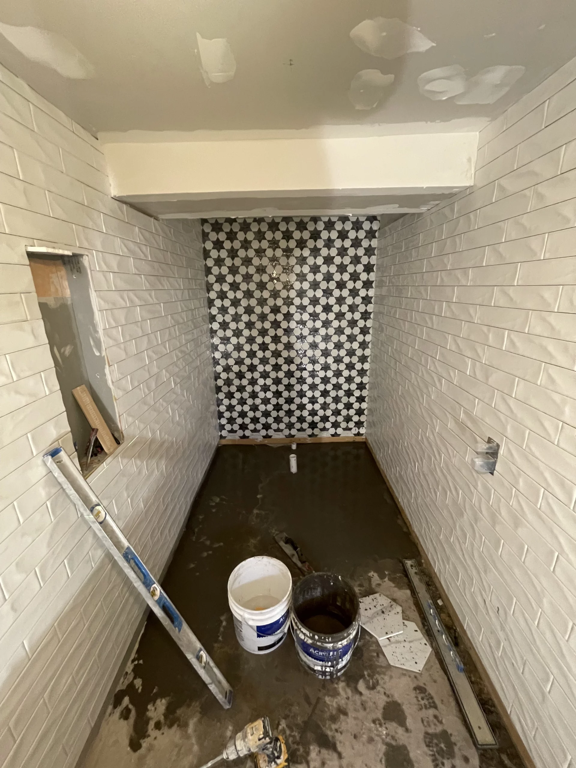 Tile installation in bathroom remodeling