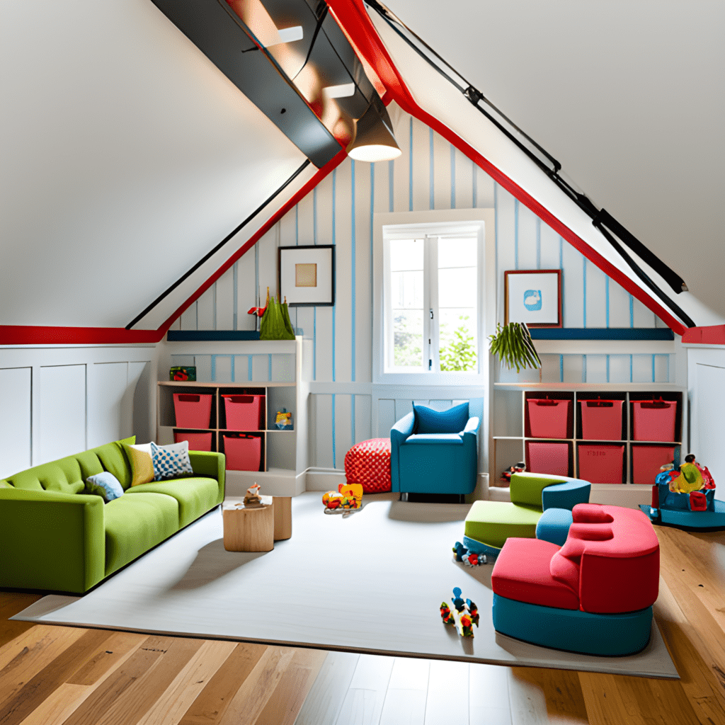 A-lively-image-of-a-vibrant-playroom-in-an-attic--featuring-colorful-furniture--toy-storage--and-interactive-elements-that-encourage-play-and-imagination---