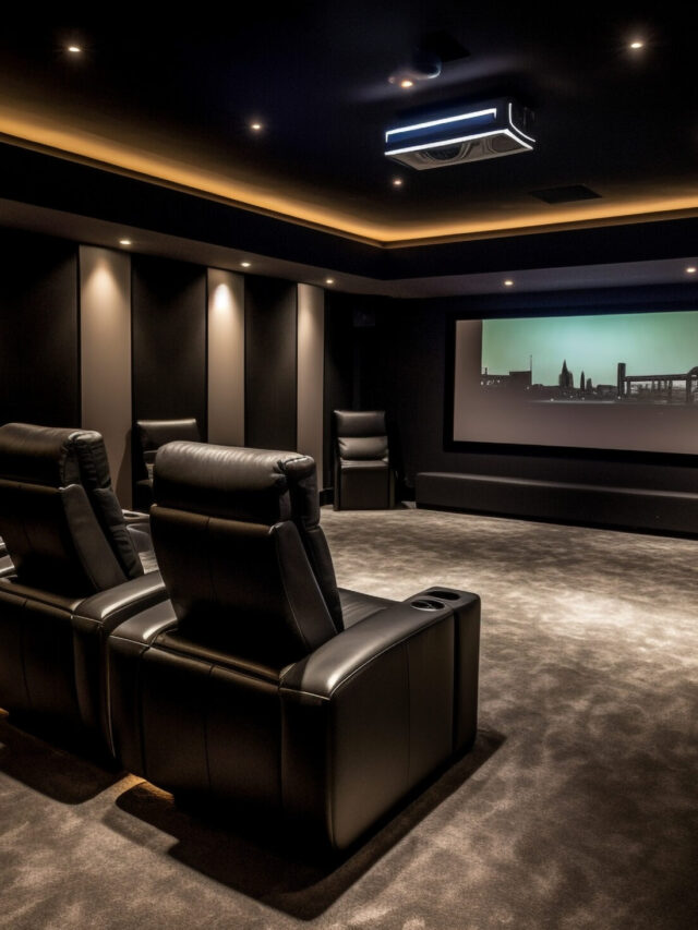 Luxury movie theater with modern design and lighting generated by AI